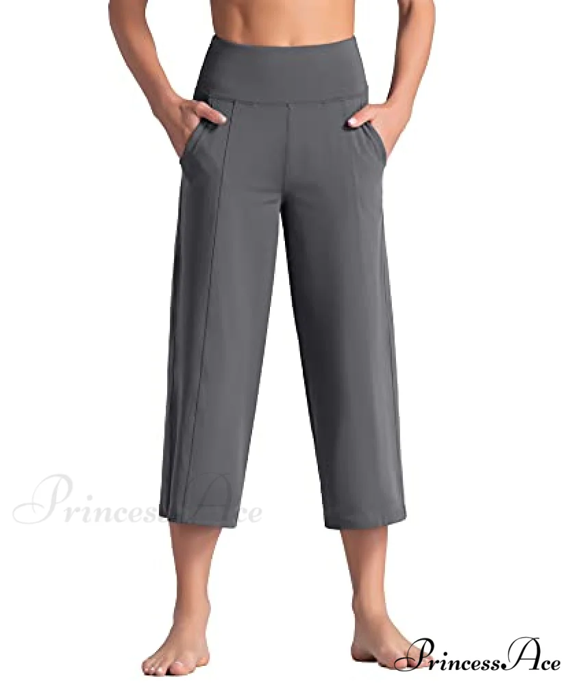 Lounge Yoga Capris Pants High Waist Workout Flare Crop Pants - Image 7