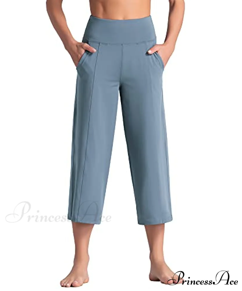 Lounge Yoga Capris Pants High Waist Workout Flare Crop Pants - Image 8