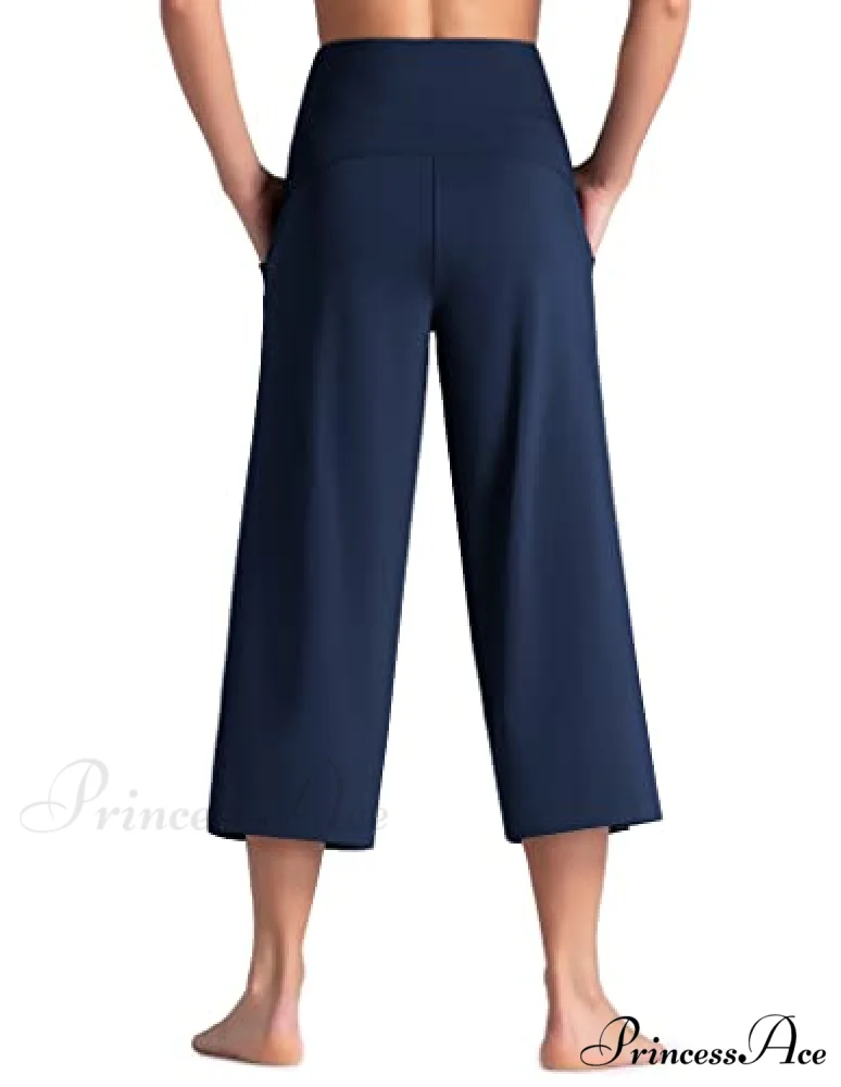 Lounge Yoga Capris Pants High Waist Workout Flare Crop Pants - Image 9