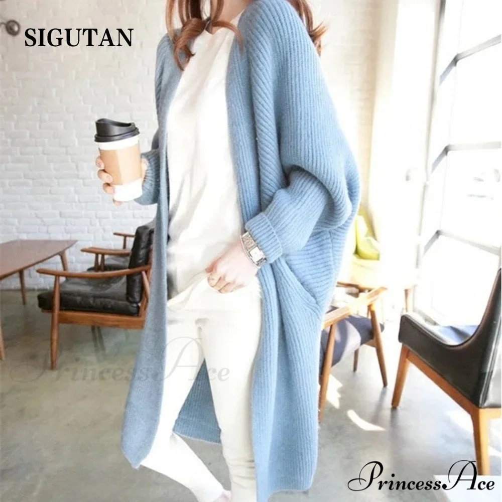 Bat Sleeve Knitted Plus Size Jacket Loose Ladies Sweaters Cardigans - Image 9
