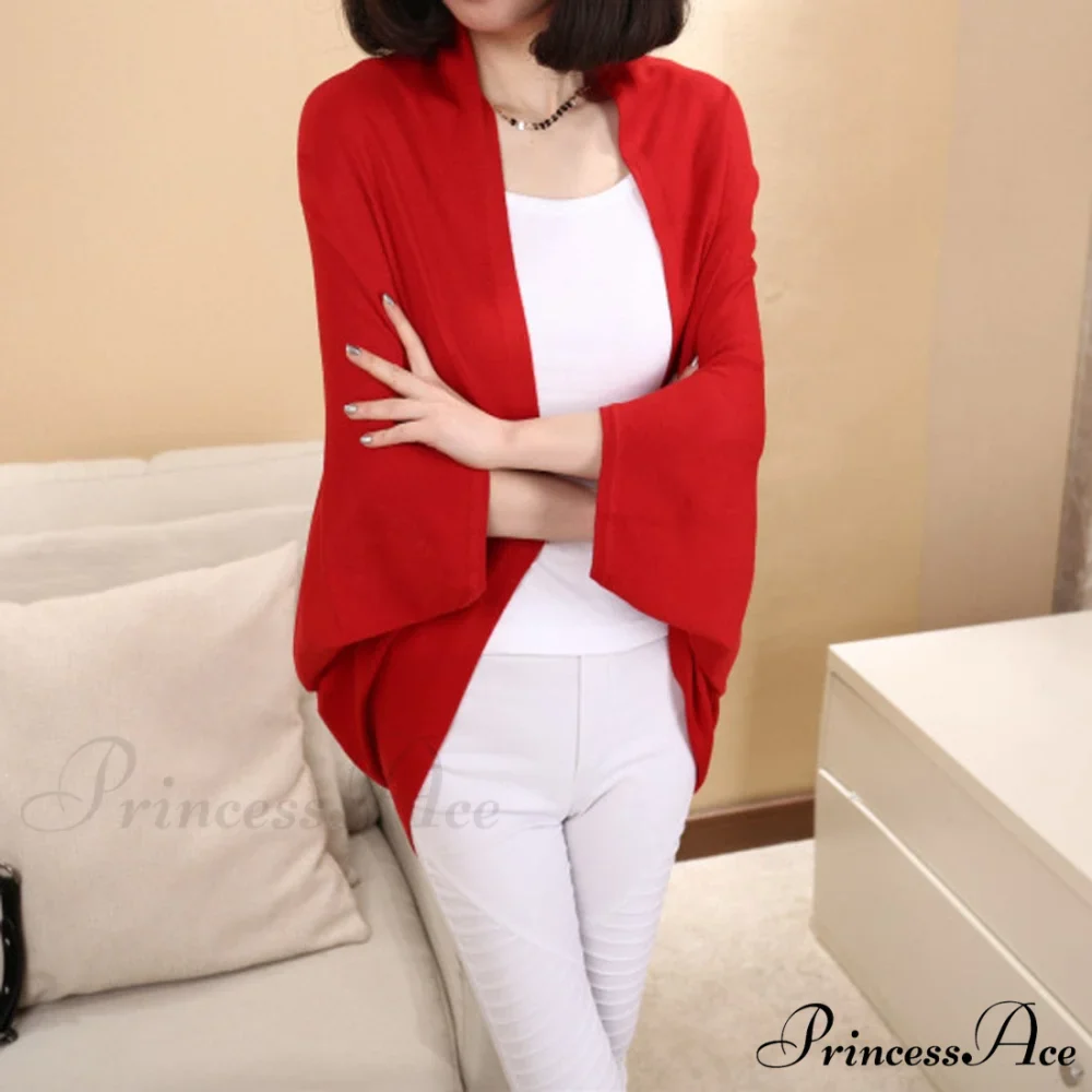 Shawl Bat Sleeve Loose Knitted Sweater Cardigans - Image 4