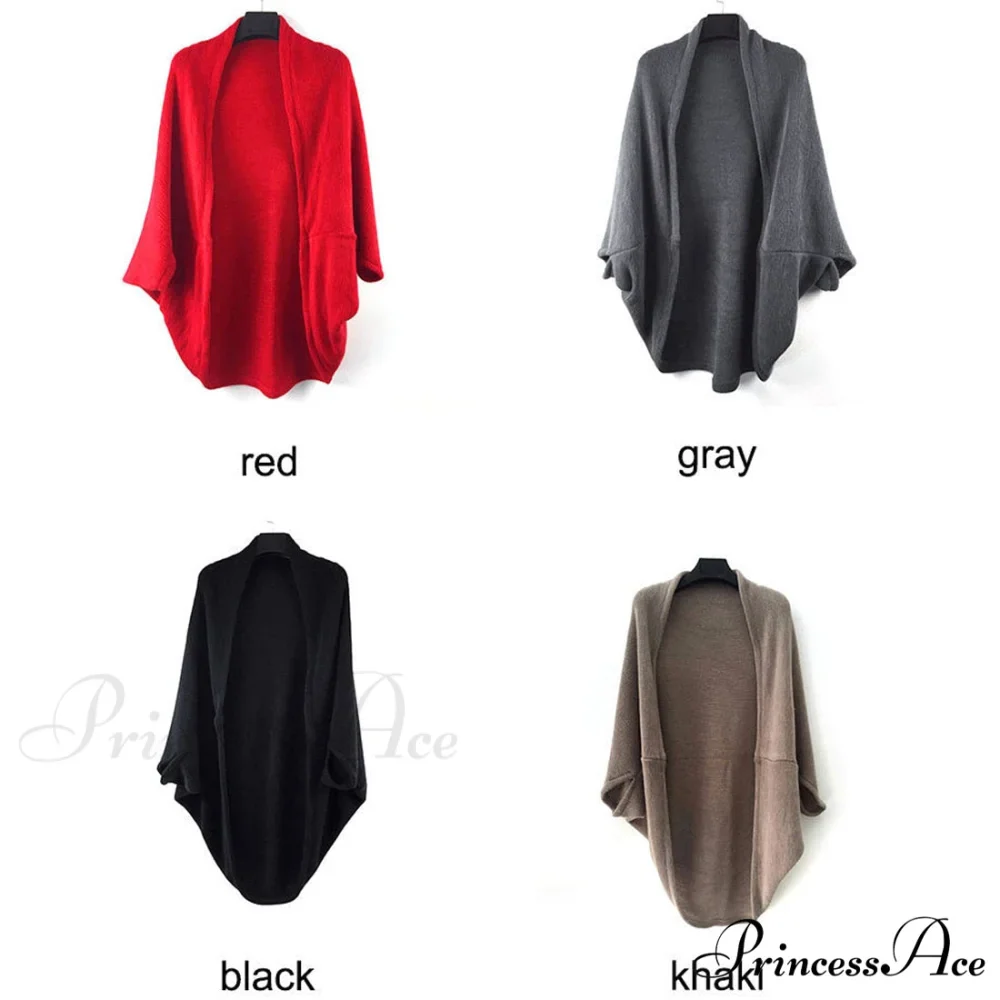 Shawl Bat Sleeve Loose Knitted Sweater Cardigans - Image 5
