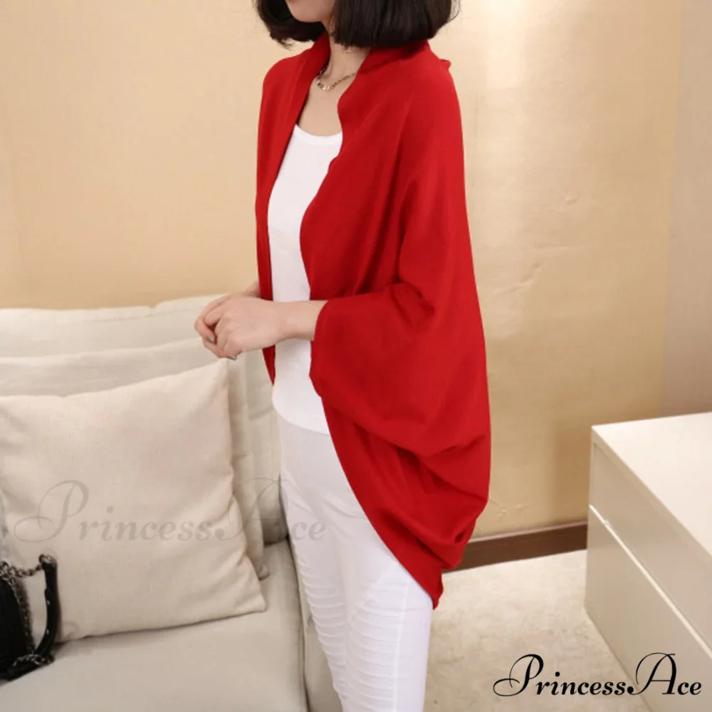 Shawl Bat Sleeve Loose Knitted Sweater Cardigans - Image 6