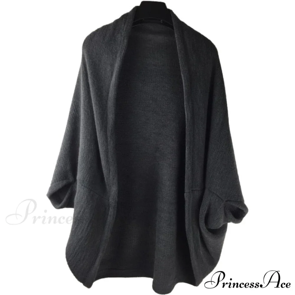 Shawl Bat Sleeve Loose Knitted Sweater Cardigans - Image 7