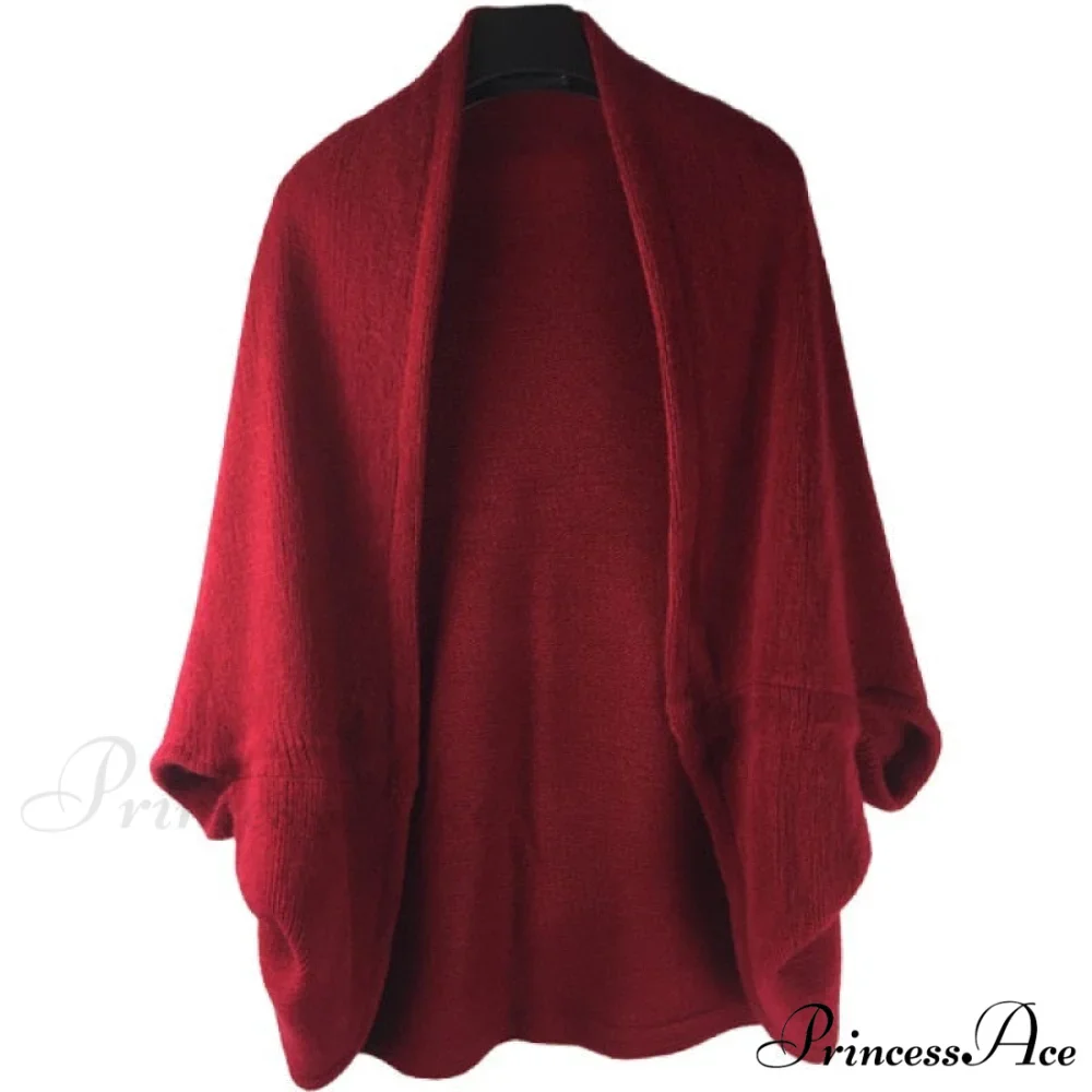 Shawl Bat Sleeve Loose Knitted Sweater Cardigans - Image 8