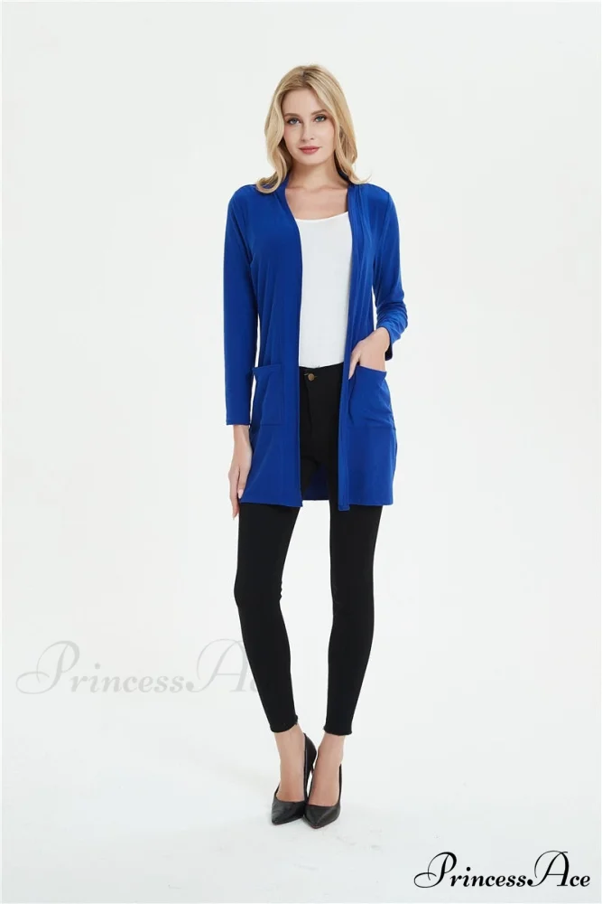 Women Long Sleeve Elegant Pocket Knitted Outerwear Sweater - Image 10