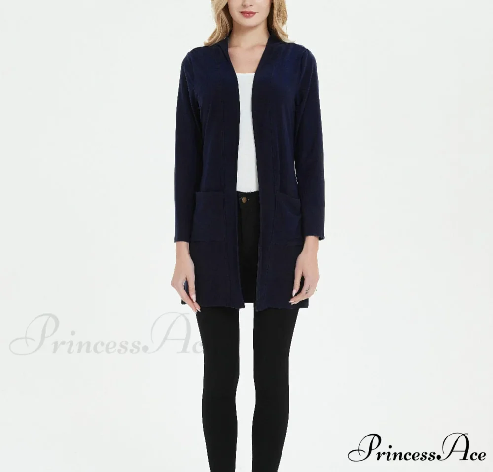 Women Long Sleeve Elegant Pocket Knitted Outerwear Sweater - Image 11