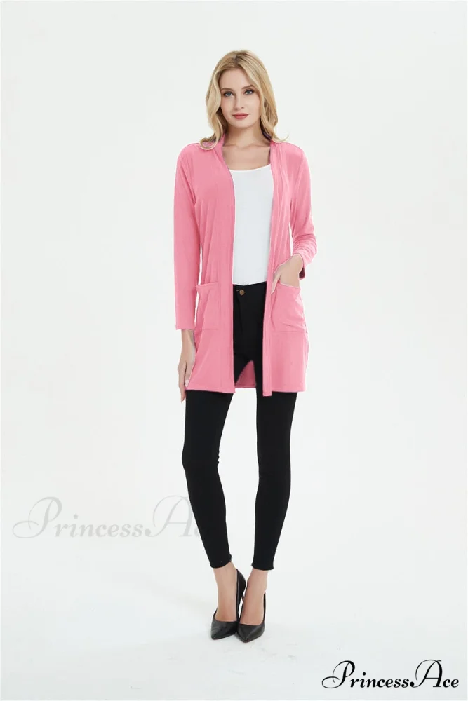 Women Long Sleeve Elegant Pocket Knitted Outerwear Sweater - Image 13