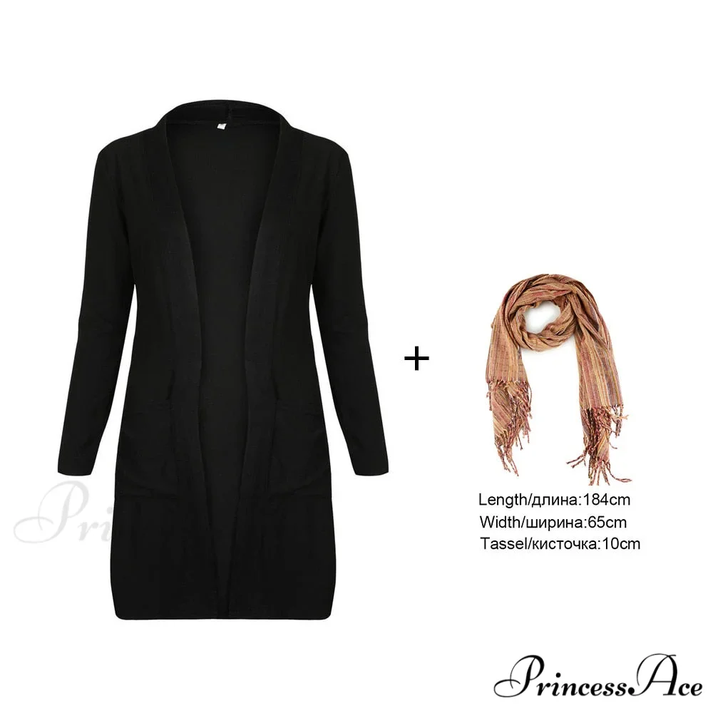 Women Long Sleeve Elegant Pocket Knitted Outerwear Sweater - Image 15