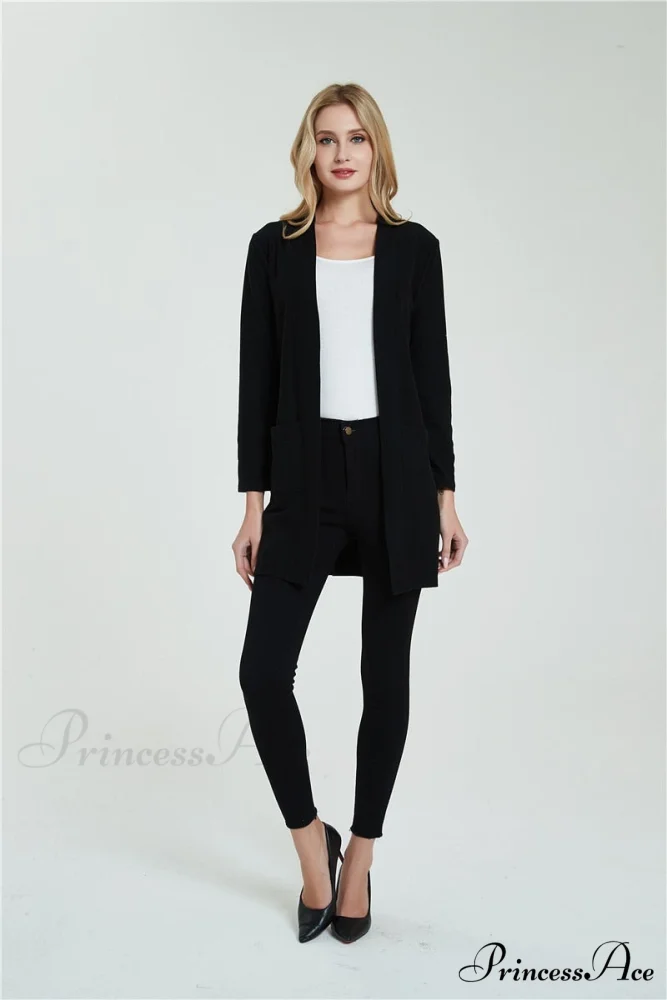 Women Long Sleeve Elegant Pocket Knitted Outerwear Sweater - Image 16