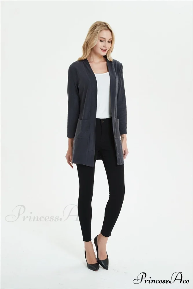 Women Long Sleeve Elegant Pocket Knitted Outerwear Sweater - Image 17