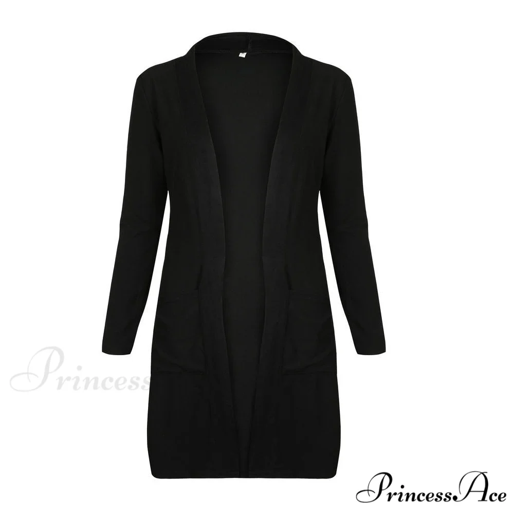 Women Long Sleeve Elegant Pocket Knitted Outerwear Sweater - Image 6