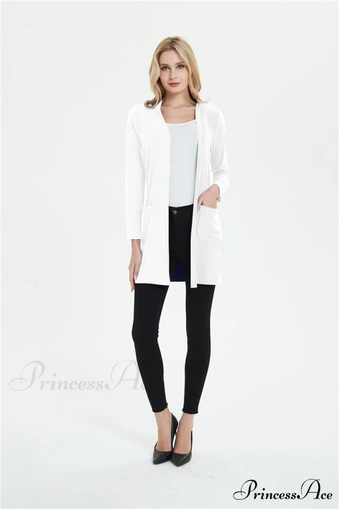Women Long Sleeve Elegant Pocket Knitted Outerwear Sweater - Image 8