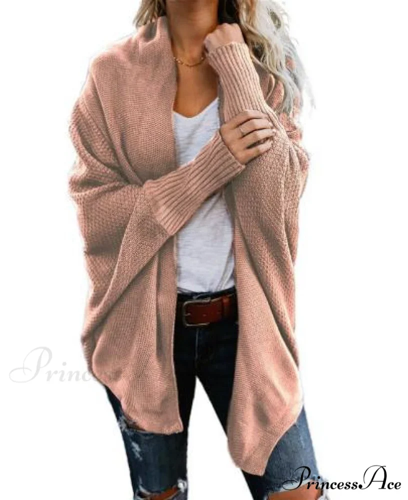 Long Knit Pocket Coat Female Casual Bat Sleeve Cardigan - Image 10