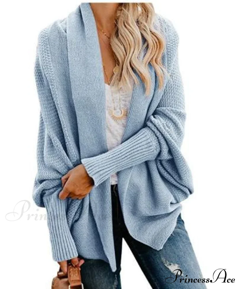 Long Knit Pocket Coat Female Casual Bat Sleeve Cardigan - Image 11