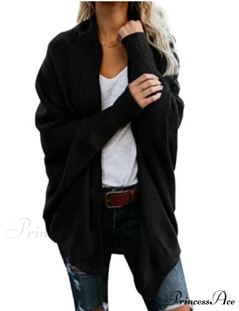 Long Knit Pocket Coat Female Casual Bat Sleeve Cardigan - Image 13