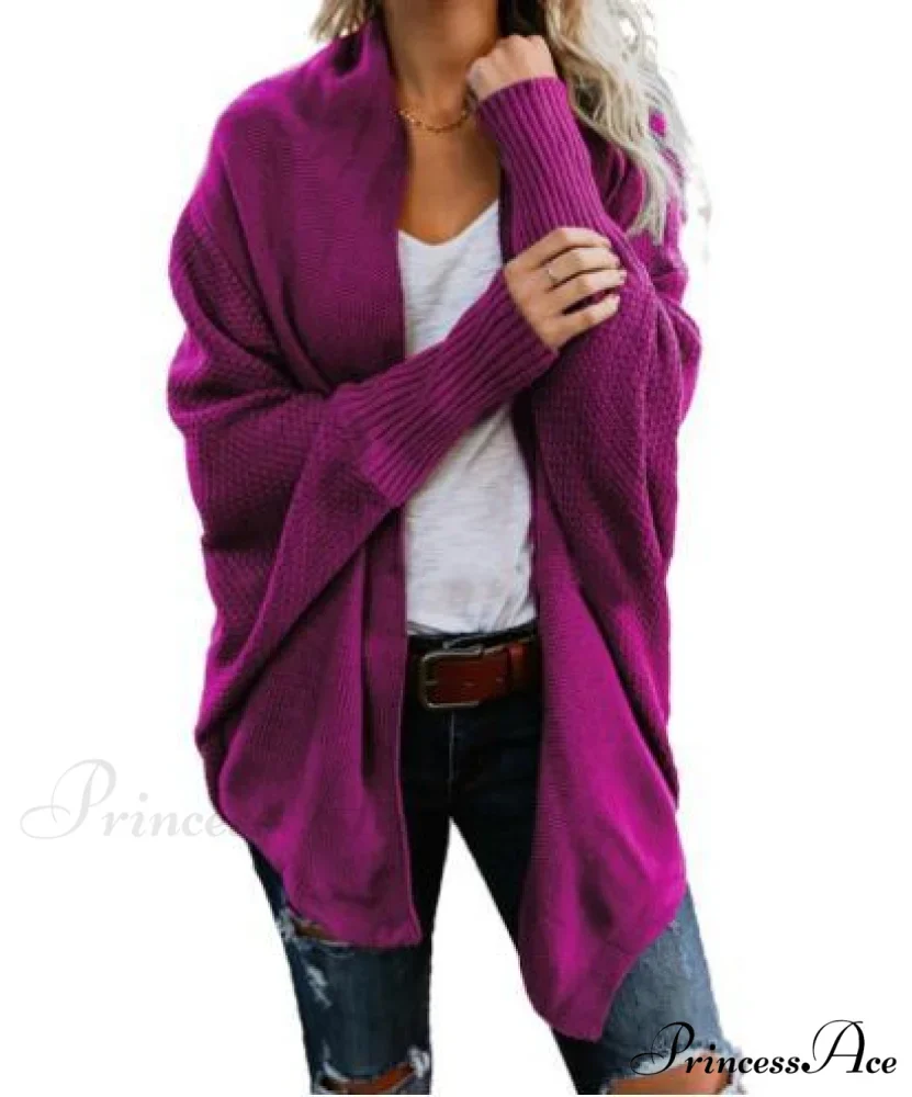 Long Knit Pocket Coat Female Casual Bat Sleeve Cardigan - Image 20