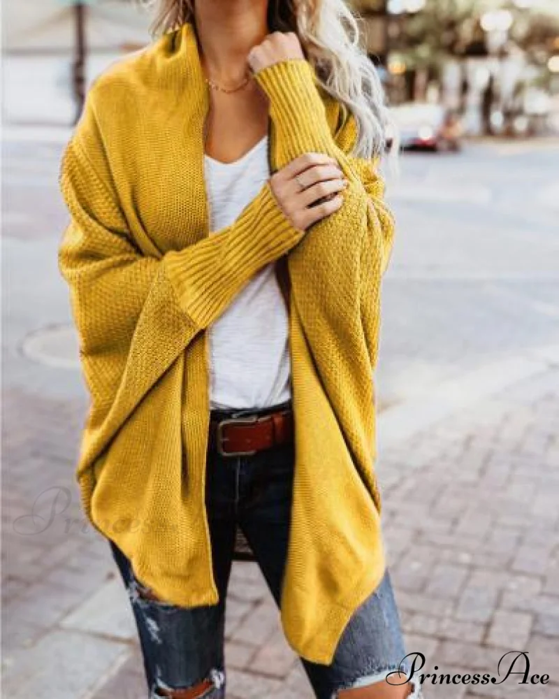 Long Knit Pocket Coat Female Casual Bat Sleeve Cardigan - Image 6
