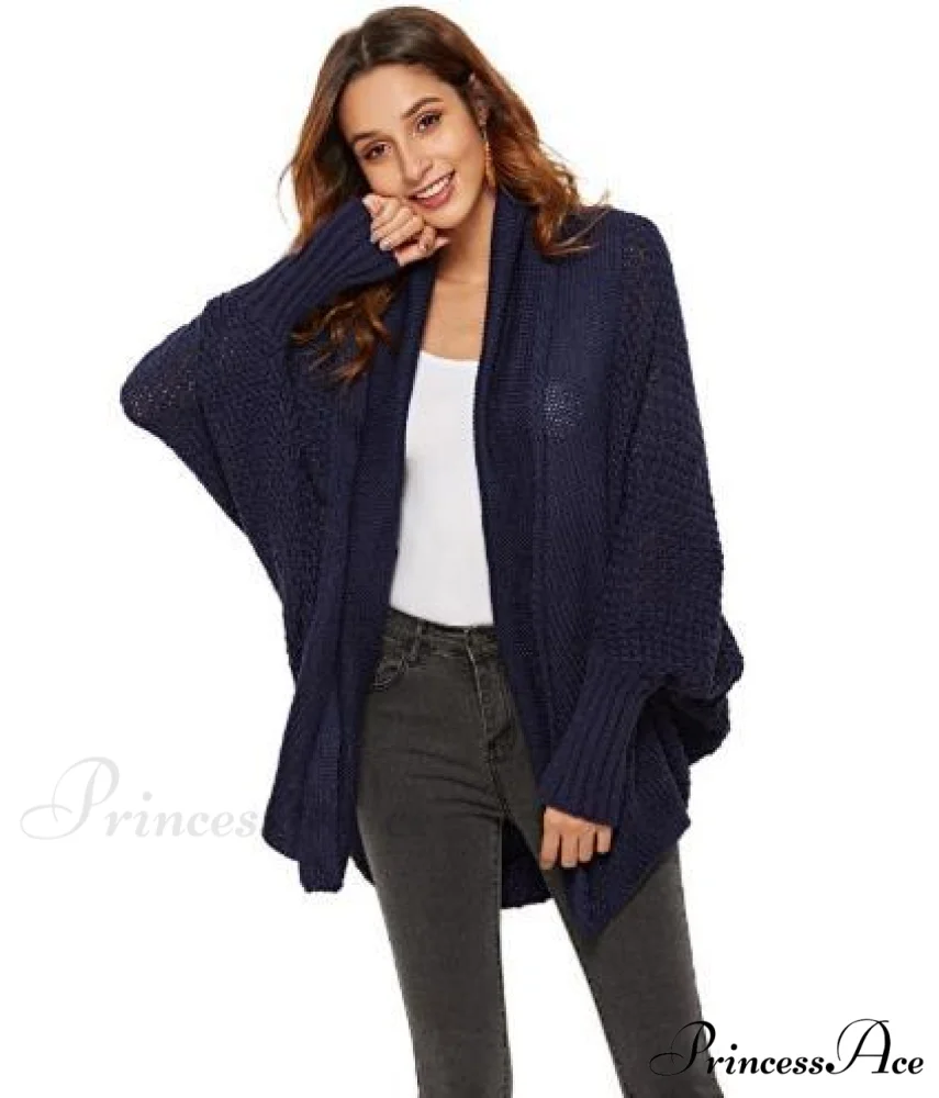 Long Knit Pocket Coat Female Casual Bat Sleeve Cardigan - Image 7