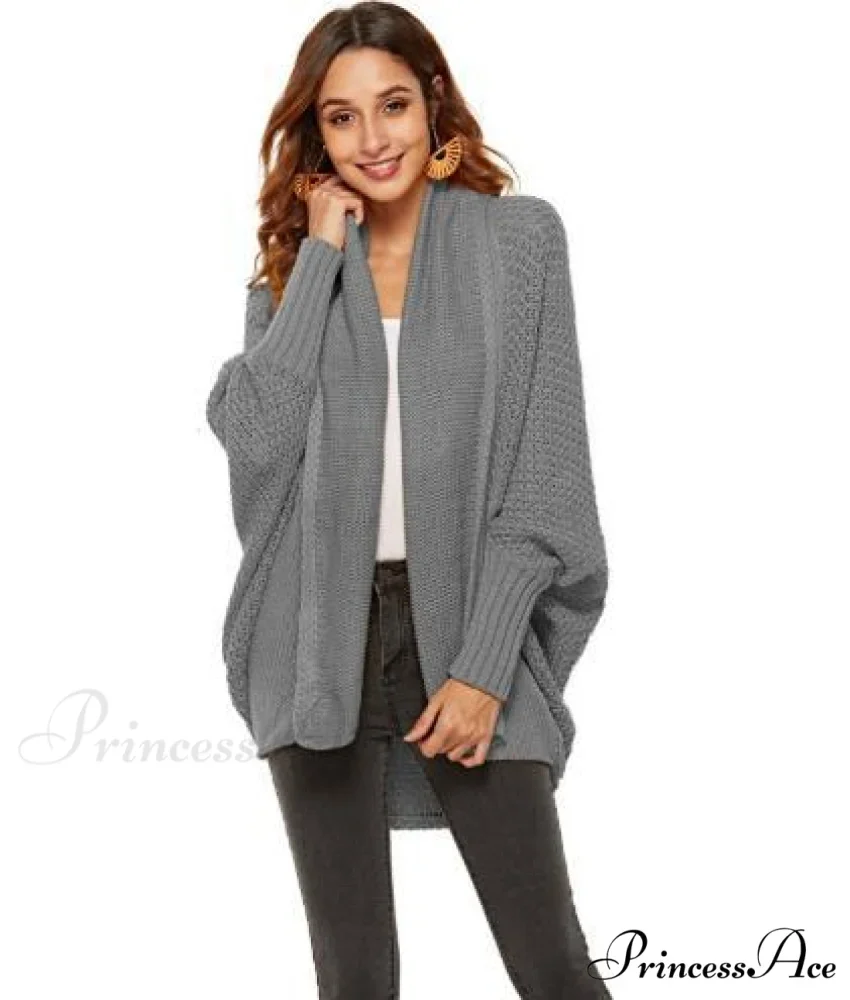 Long Knit Pocket Coat Female Casual Bat Sleeve Cardigan - Image 8