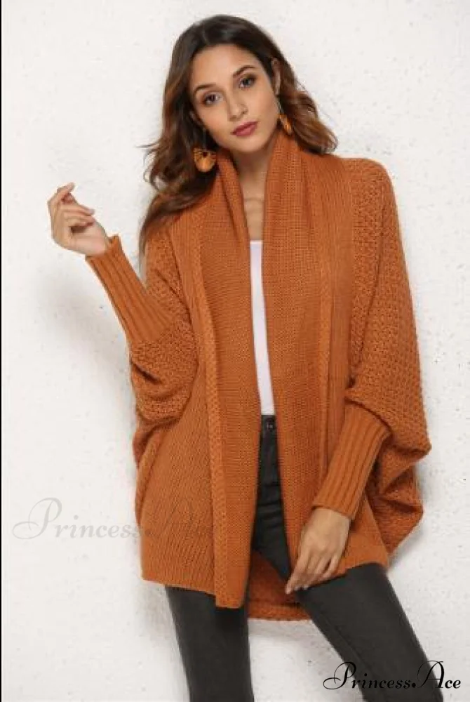 Long Knit Pocket Coat Female Casual Bat Sleeve Cardigan - Image 9