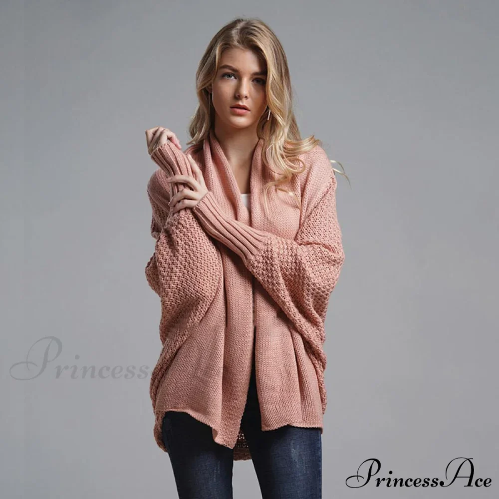 Oversized Sweater Knitted Patchwork Batwing Sleeves Cardigan - Image 10