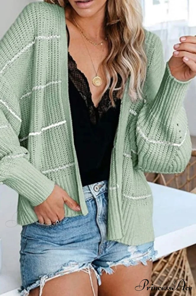 Large Big Loose Strip Printed Vintage Tops Long Sleeve Cardigan - Image 8