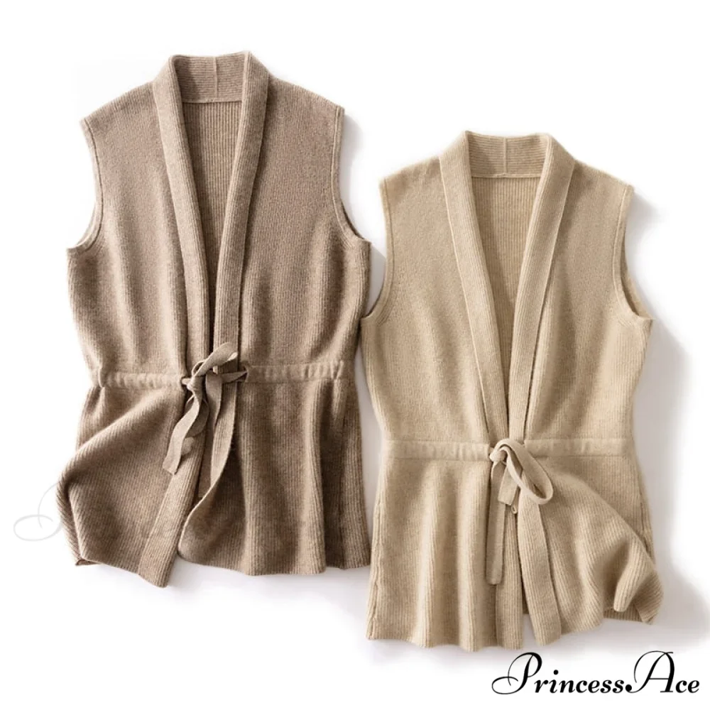 V-Neck Tie Vest Vest Women's Short Knit Cardigan - Image 2