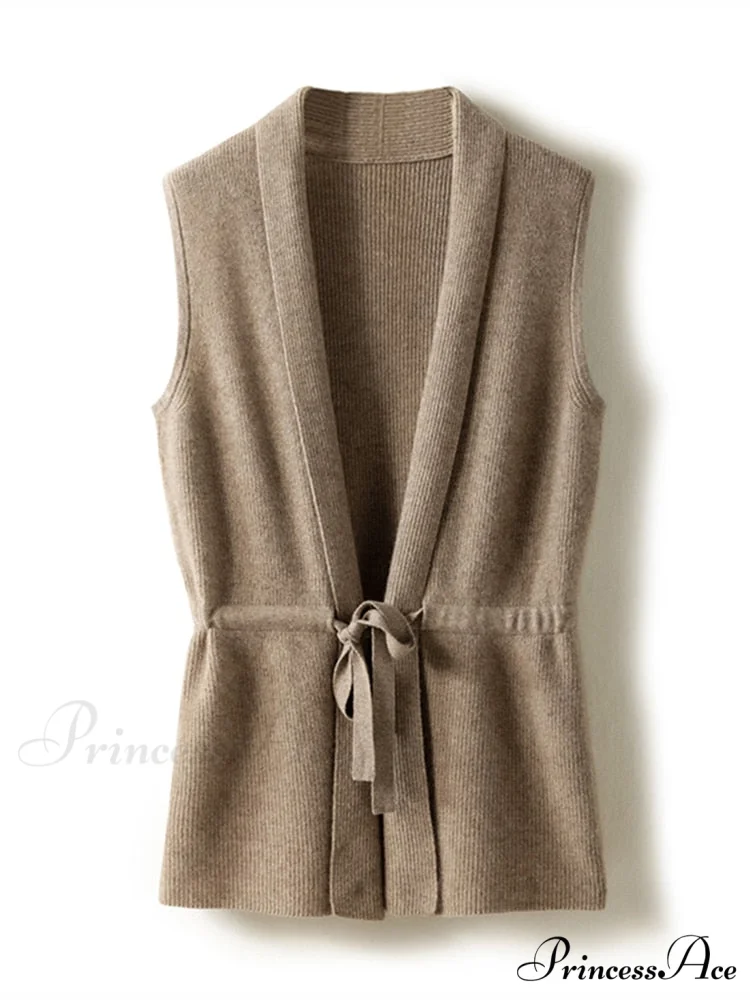 V-Neck Tie Vest Vest Women's Short Knit Cardigan - Image 6