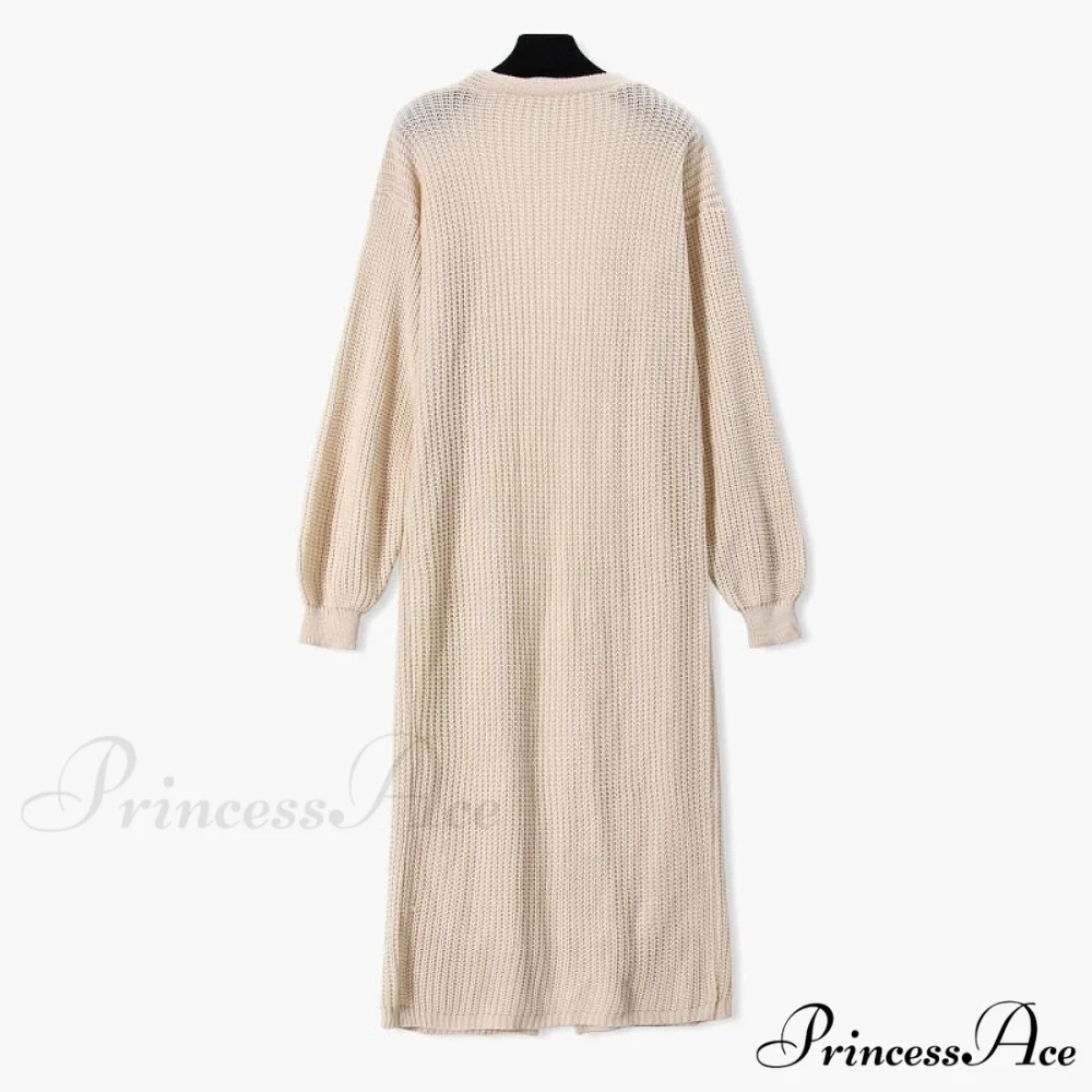 Casual Long Knitted Cardigan women V-Neck sweater - Image 3