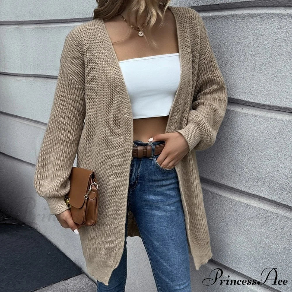 Casual Long Knitted Cardigan women V-Neck sweater - Image 7