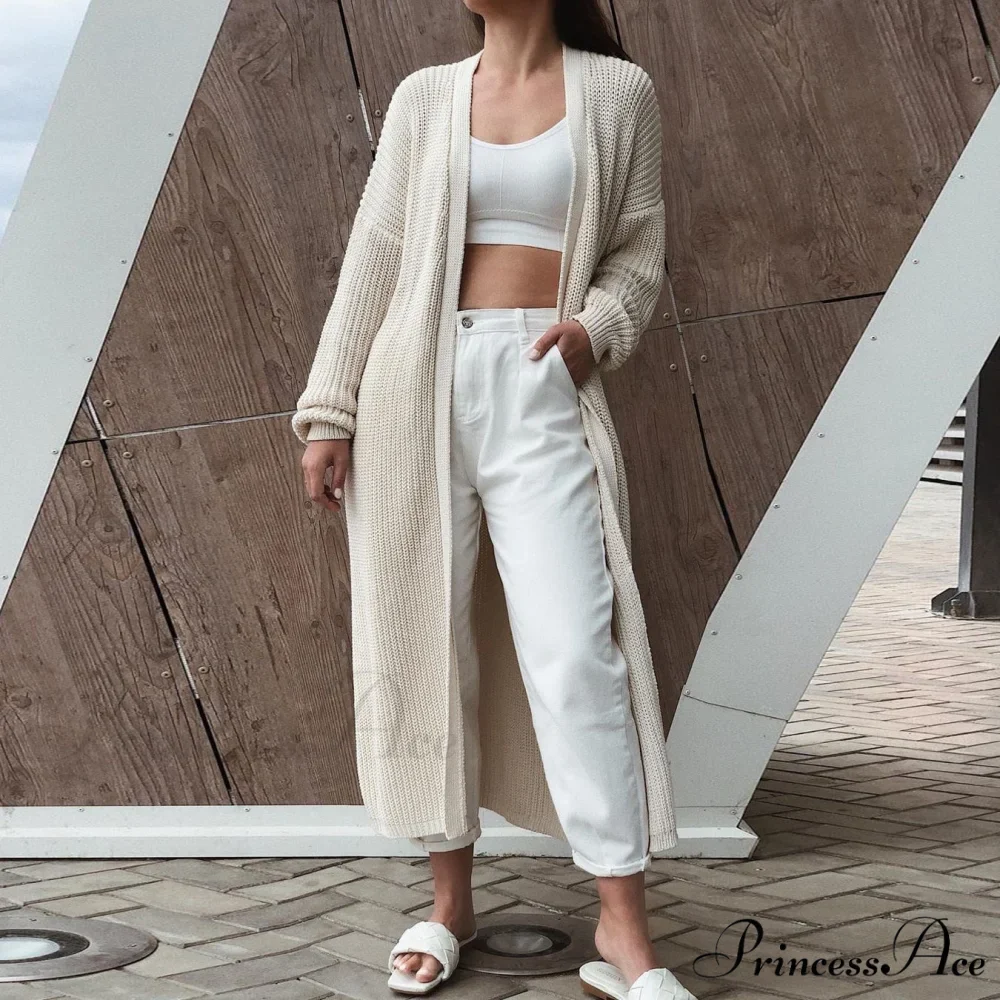 Casual Long Knitted Cardigan women V-Neck sweater - Image 9