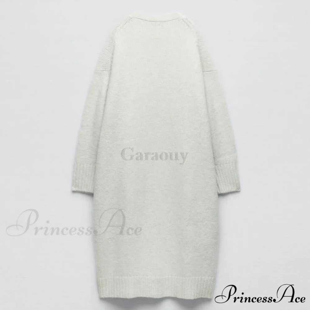 V Neck Knit Long Cardigan Coat Female Soft Sweaters - Image 4