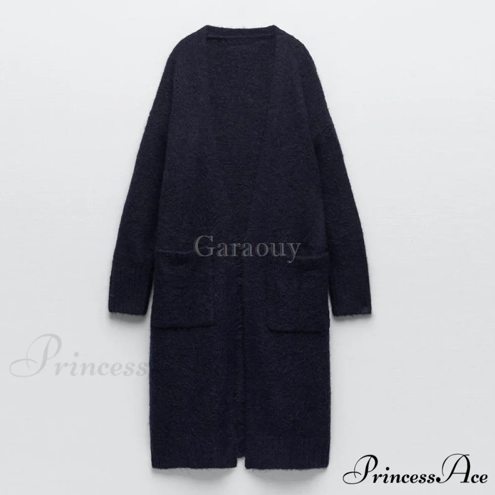 V Neck Knit Long Cardigan Coat Female Soft Sweaters - Image 5
