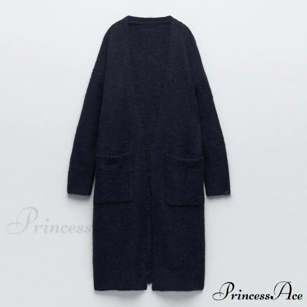 V Neck Knit Long Cardigan Coat Female Soft Sweaters - Image 7
