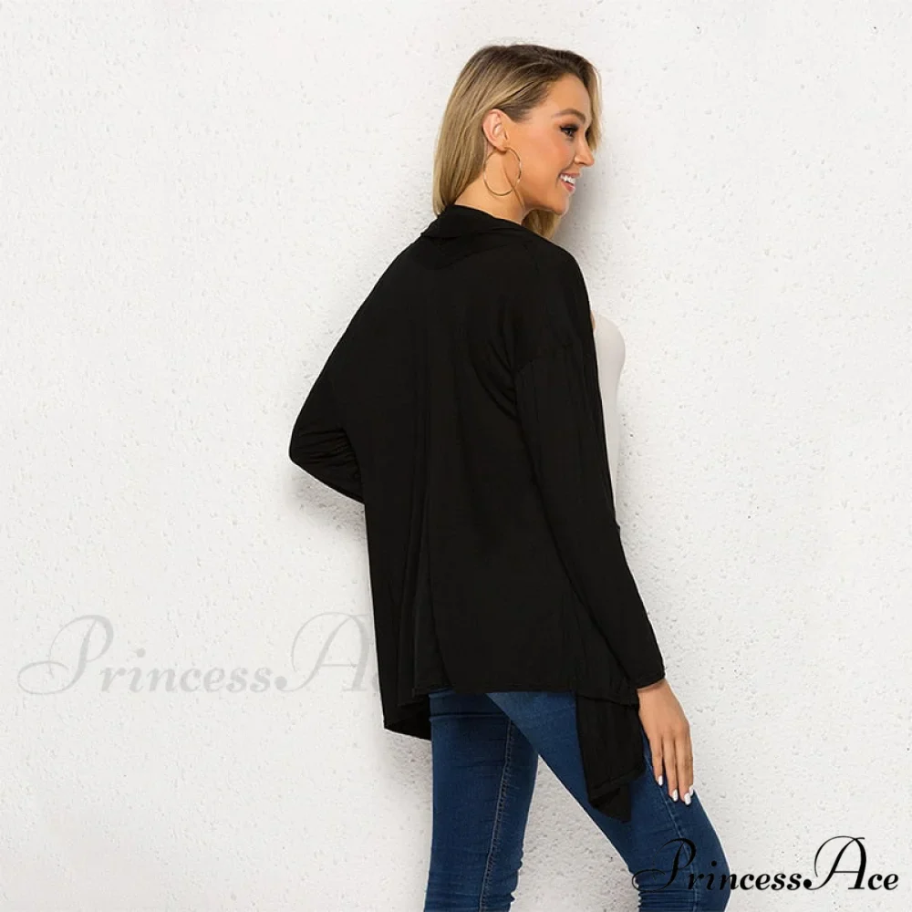 Long Sleeve Loose Irregular Hem Long Cardigan - Image 4