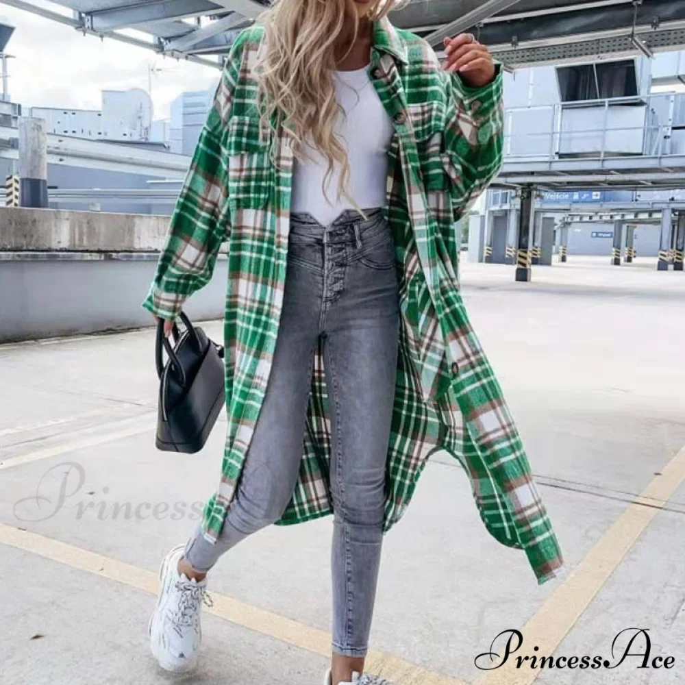 Winter Casual Turn-down Collar Wool Coat Long Sleeve Loose Outwear - Image 2