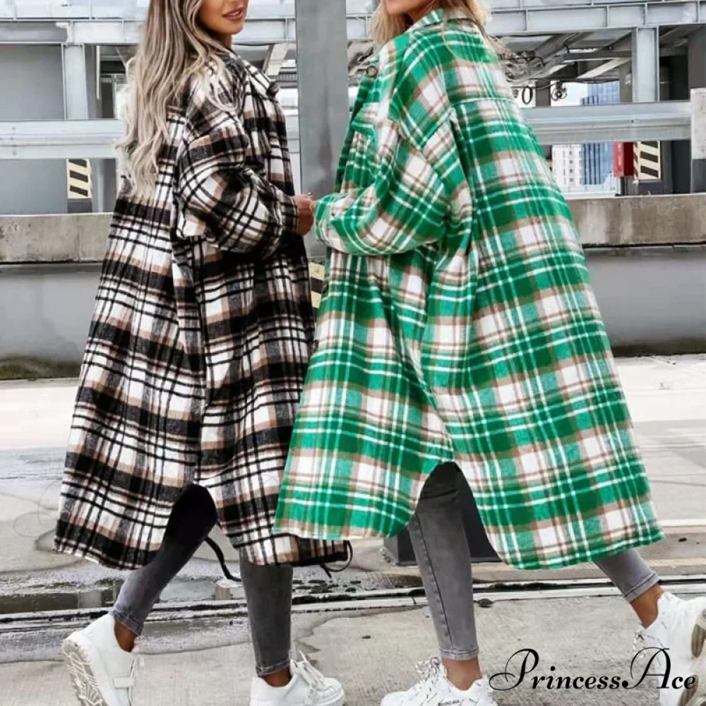 Winter Casual Turn-down Collar Wool Coat Long Sleeve Loose Outwear - Image 6