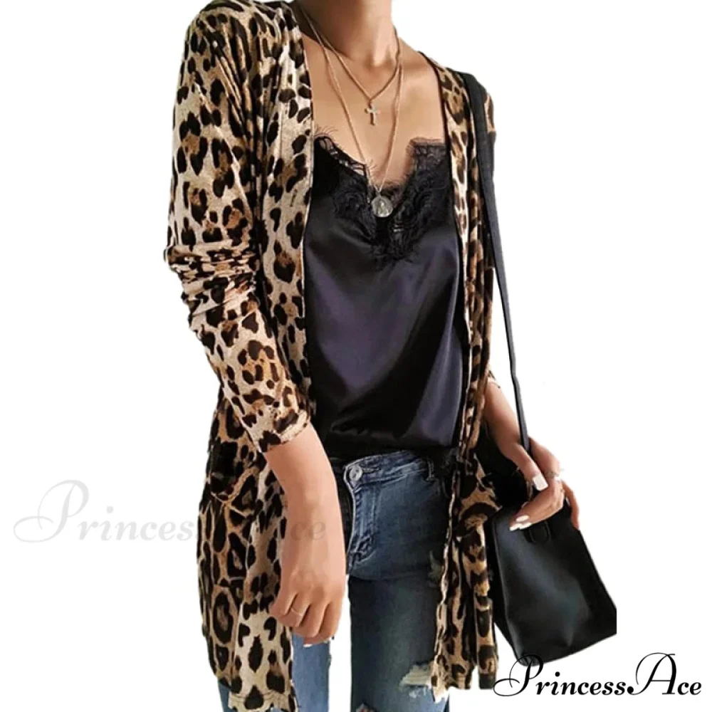 Fashion Sweaters Long Sleeve Leopard Print Knitted Top - Image 2