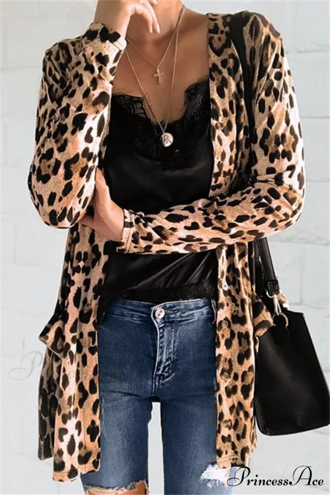 Fashion Sweaters Long Sleeve Leopard Print Knitted Top - Image 3