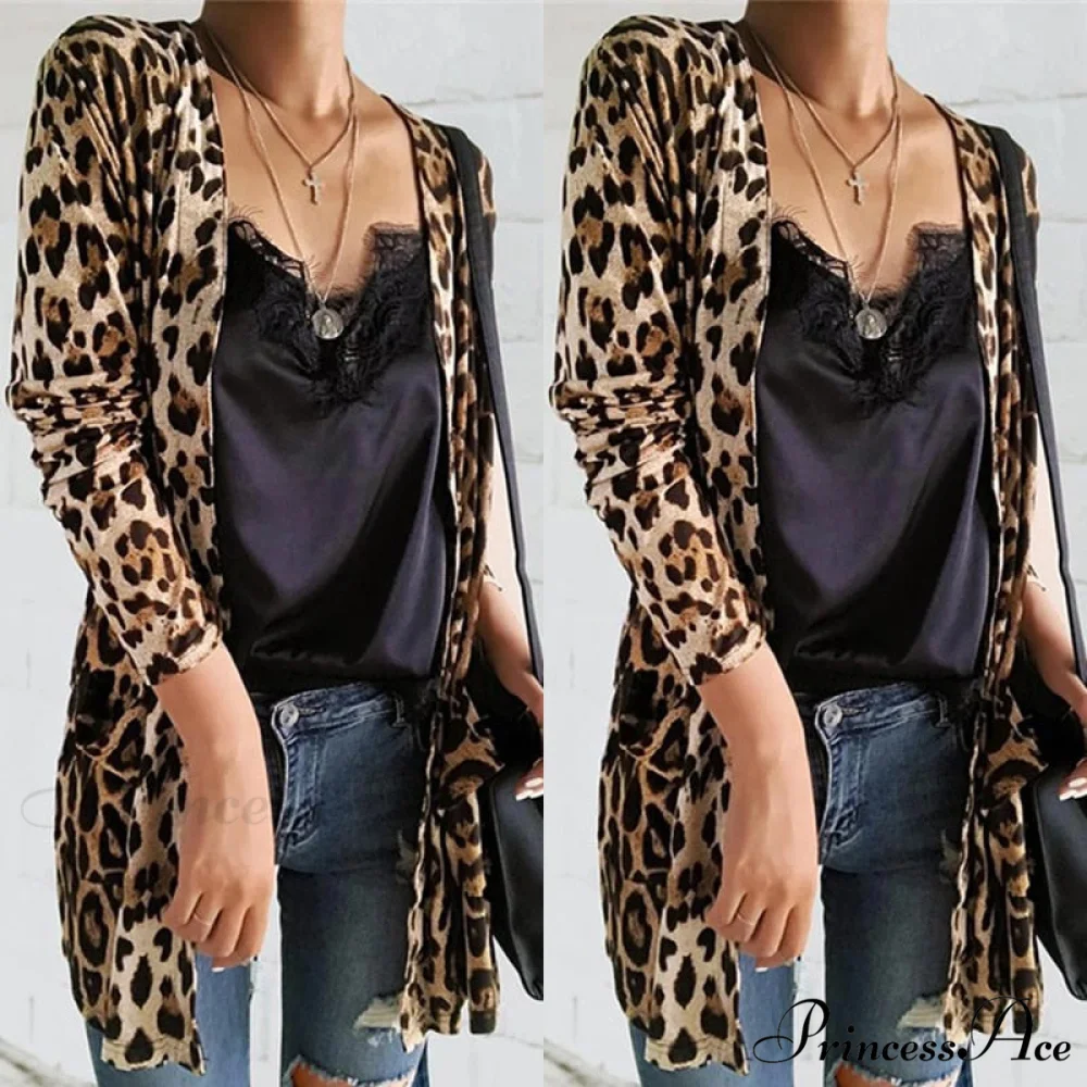 Fashion Sweaters Long Sleeve Leopard Print Knitted Top - Image 4