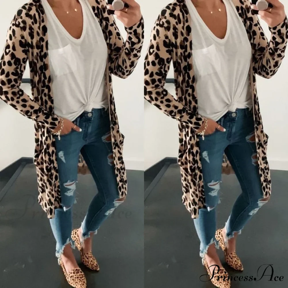 Fashion Sweaters Long Sleeve Leopard Print Knitted Top - Image 5