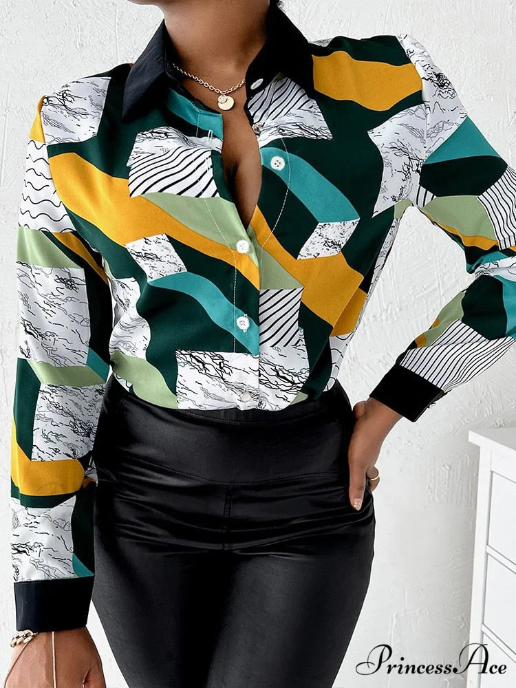 Casual Long Sleeve Striped Office Lady Shirt - Image 2