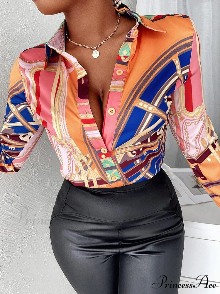 Casual Long Sleeve Striped Office Lady Shirt - Image 5