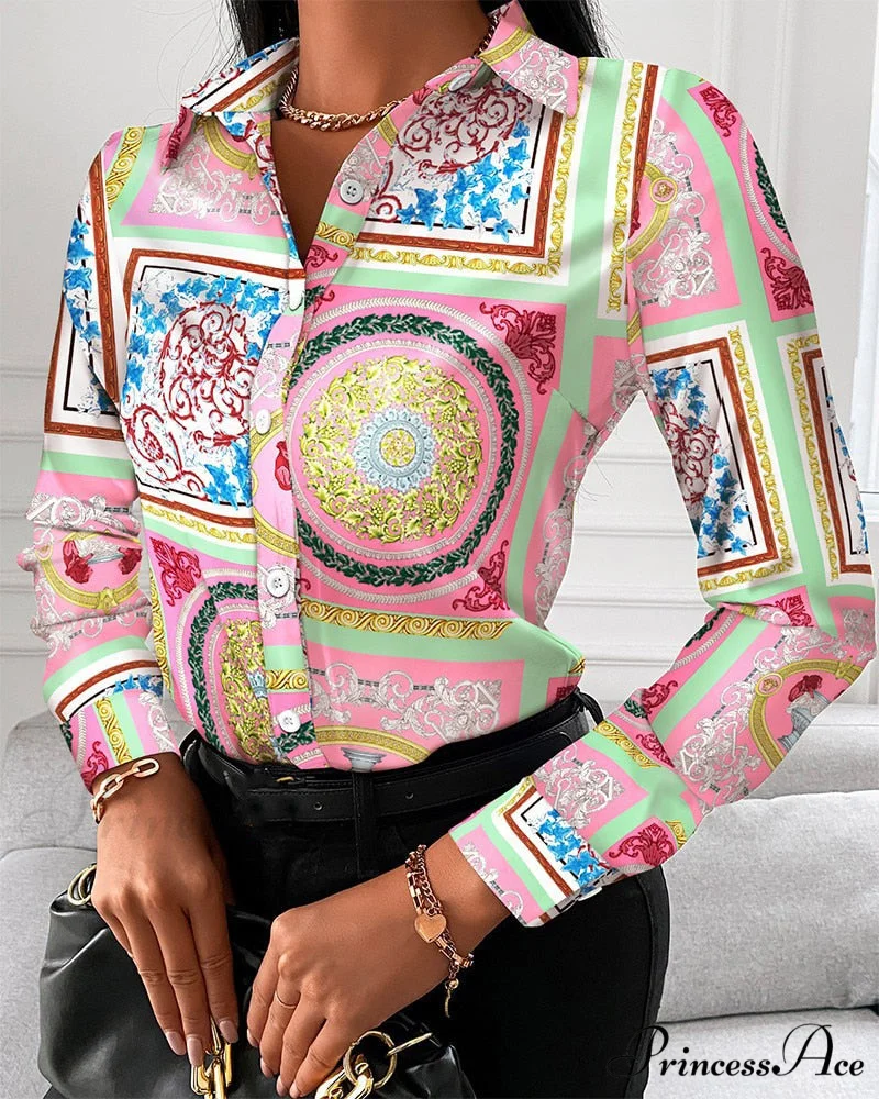 Short Sleeve Casual Office Print Shirts - Image 2