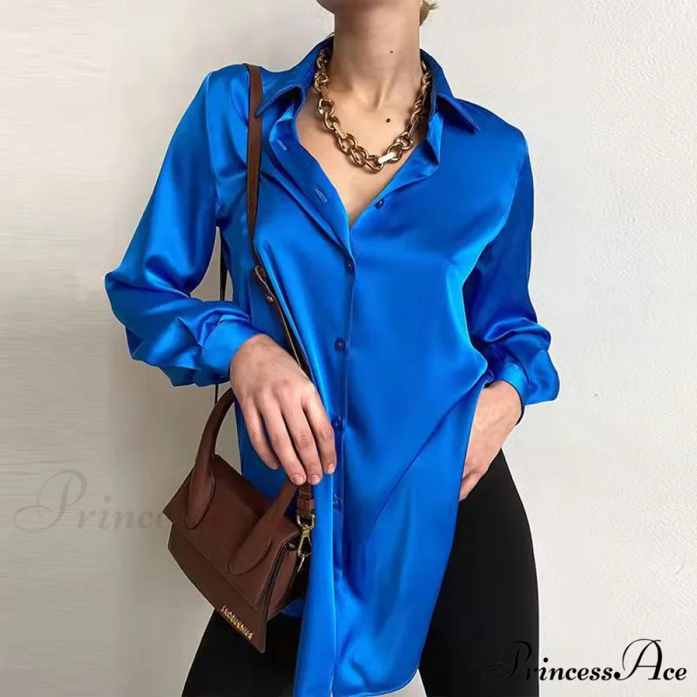 Elegant Long Sleeve Green Silk Blouse - Image 4