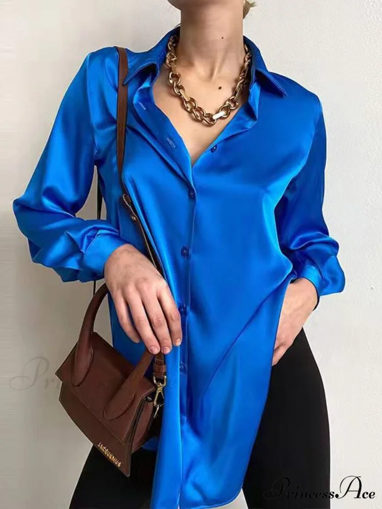 Elegant Long Sleeve Green Silk Blouse - Image 7