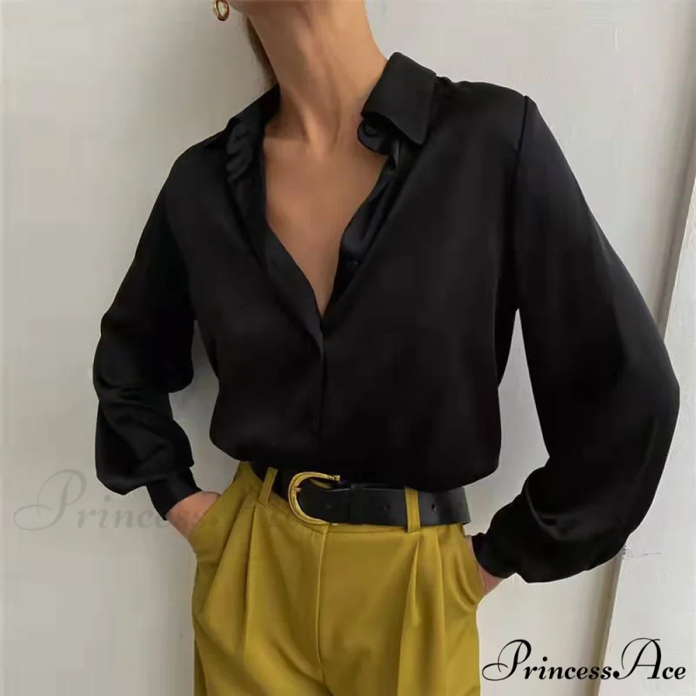 Elegant Long Sleeve Green Silk Blouse - Image 9