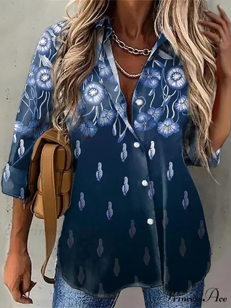Casual Daily Floral Print Blouse - Image 6