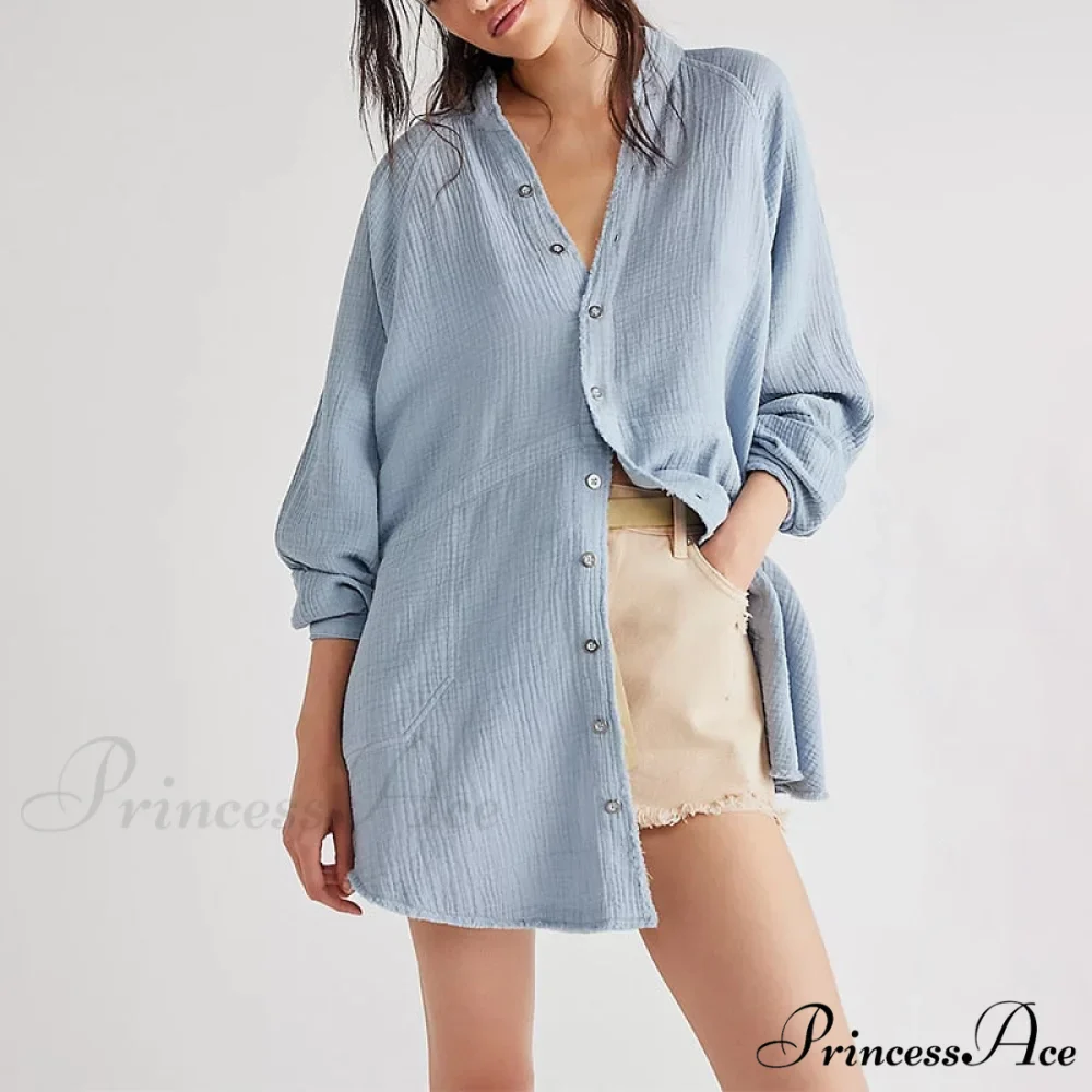 Casual Loose 100% Cotton Gauze Shirts - Image 3